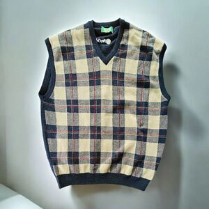 Vtg Peter Scott Scotland Lambswool Sweater Vest Plaid Academia Perry Golf Sz L